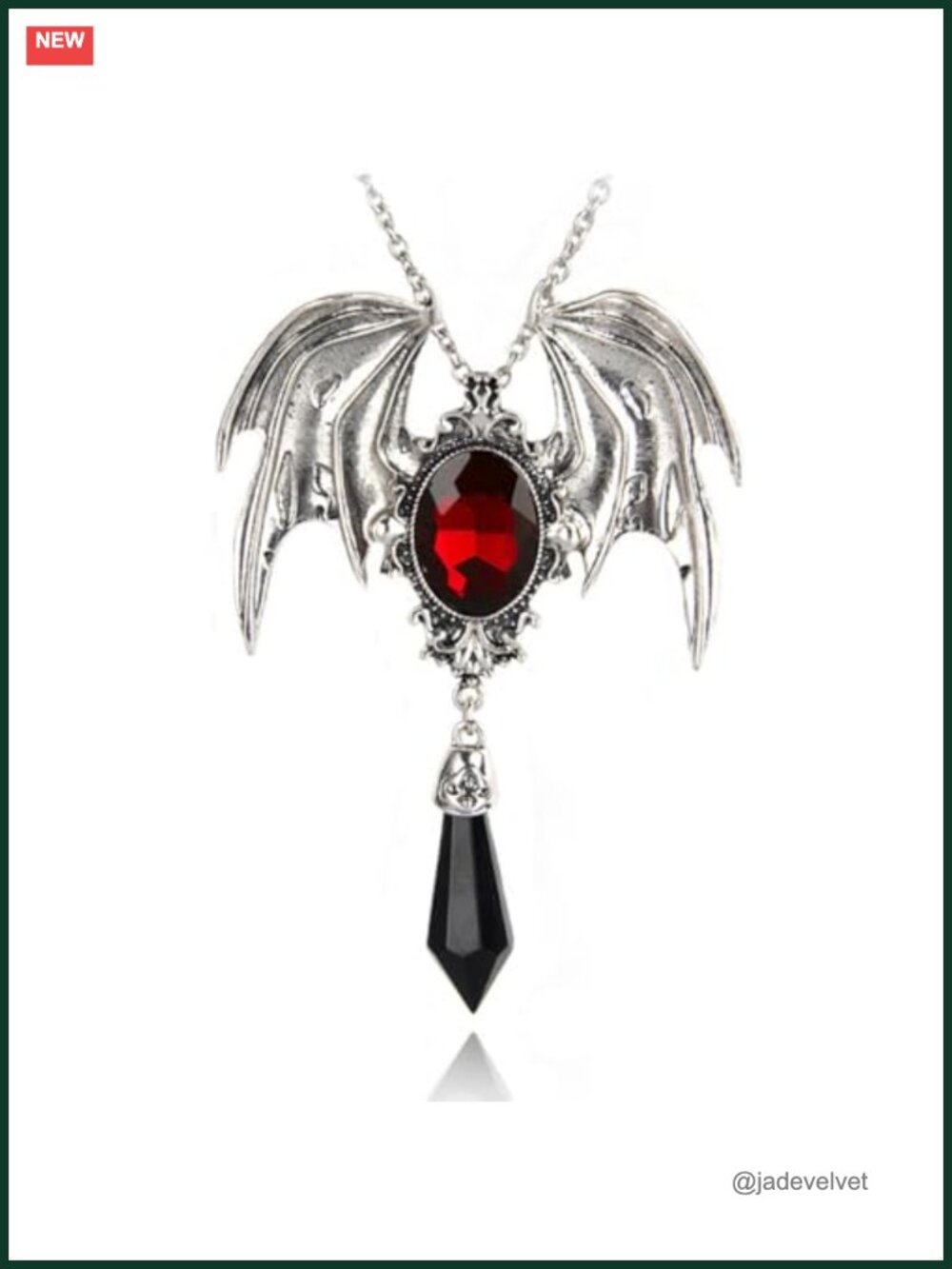Gothic Bat Crystal Pendant Necklace Victorian Cosplay Jewelry